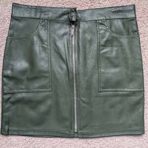 Love Tree Green Faux Leather Skirt
